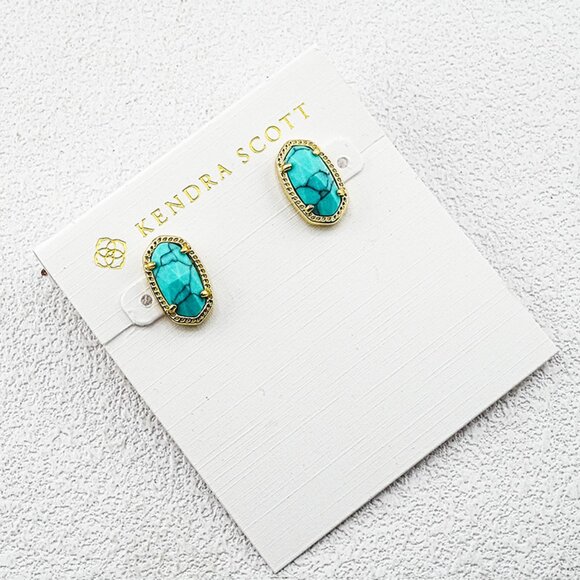 Kendra Scott Cracked Turquoise Stud Earrings - Picture 1 of 1